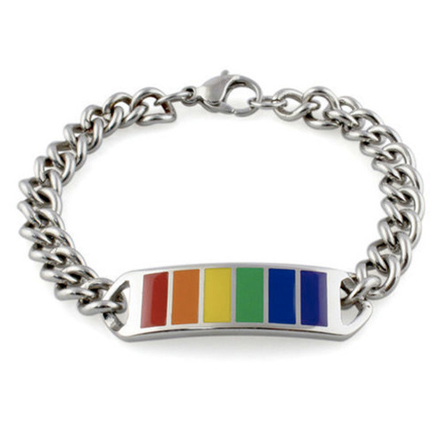 Click to get Classic ID Style Rainbow Chain Bracelet  Lesbian  Gay Pride LGBT Wristlet