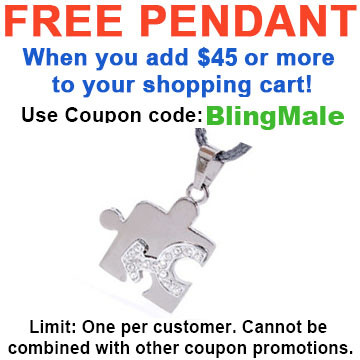 Click to get FREE Pendant  Free with 45 or more Coupon Code BLINGMALE  1 One Male CZ Bling Puzzle Steel  Mars Symbol Mens Gay Pride Pendant  Gay Pride Necklace