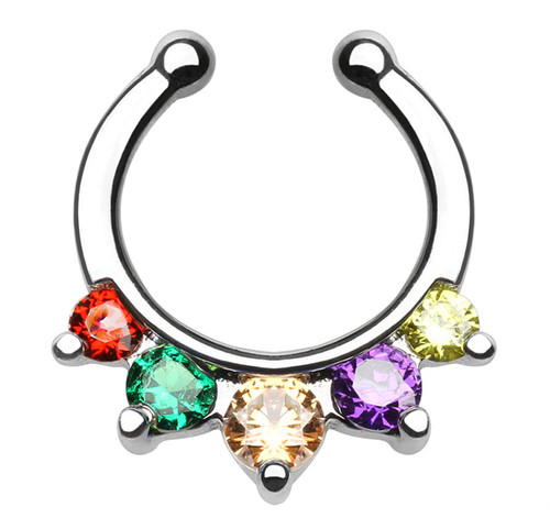 Click to get Lesbian  Gay Pride Triangle Paved CZ NonPiercing Septum Hanger for Nose Clip on style  LGBT Jewelry  Pride Nose RingBody Jewelry
