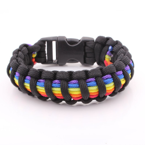 Click to get Black and Rainbow Flag Snap Clasp Paracord Bracelet  Gay Pride Bracelet  LGBT Lesbian Pride Wristband