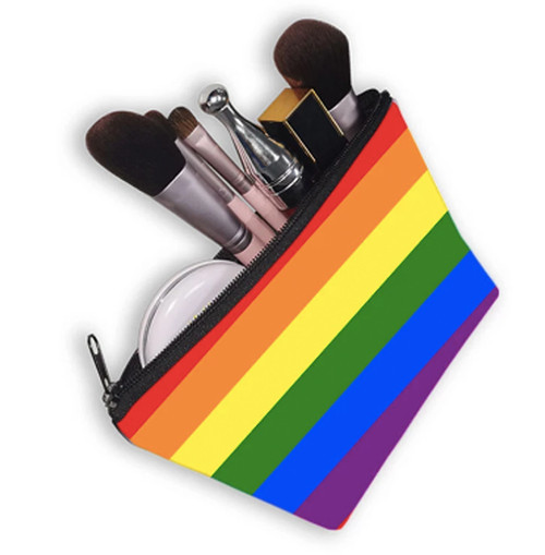 Click to get Printed Full Rainbow Pride Flag Canvas Cosmetic  Make up Bag or Clutch Purse with zipper closure 85 x 6 inch  LGBT Gay and Lesbian Pride