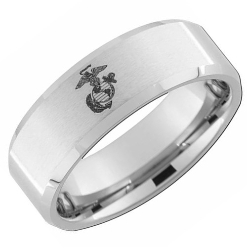 Click to get Mens US Marines  USMC Marine Corps 8mm Tungsten Wedding Band Military Wedding Bands Silver Laser Etched United States Marines Logo