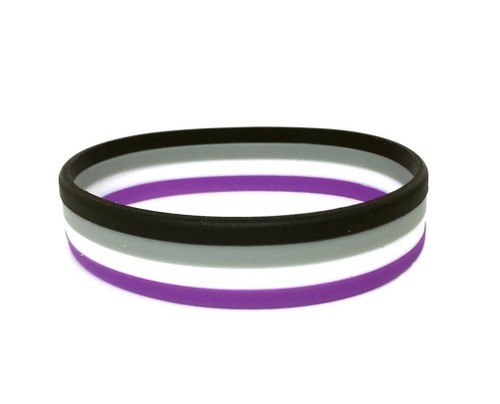 Click to get Asexual Pride Silicone Bracelet Wristlet  LGBTQ Asexual Flag Wristband w Asexual Pride Flag Colors