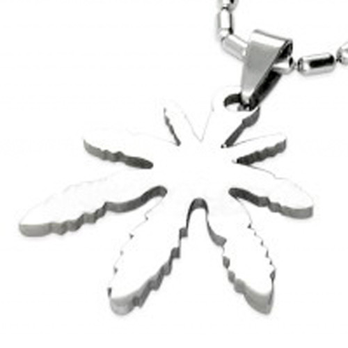 Click to get Marijuana Leaf Shaped Cut Out Symbol  Stainless Steel Steel Pendant  420 Pot Leaf  Hemp Pride Necklace w Chain
