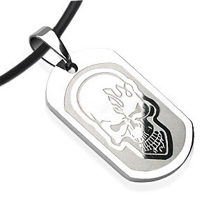 Click to get Biker Smooth Flame Skull Dog Tag Goth Stainless Steel with 18 PVC Rope