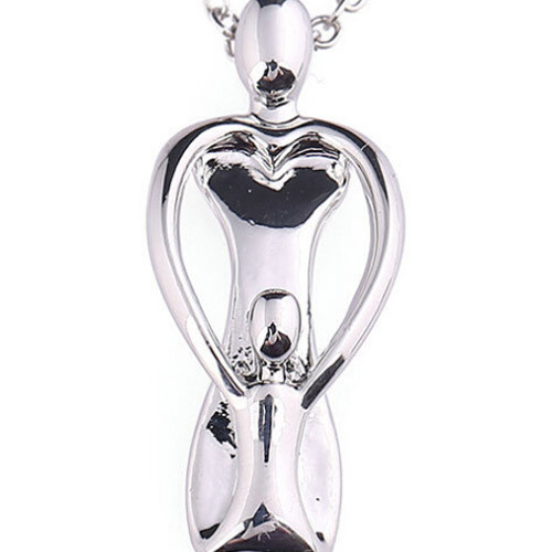 Click to get Playful Mother and Child Pendant  Silver Color Pendant w chain necklace included