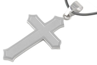 Click to get Matte Finish Classic Cross Pendant  Christian Stainless Steel Pendant with PVC Rope chain included