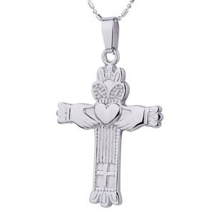 Click to get Claddagh Cross  Irish Celtic Pendant w Chain Necklace Heart  Crown  Stainless Steel Commitment Jewelry