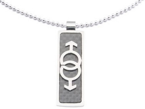 Transgender Female Inside Male Symbol - Two Section Stainless Steel LGBT  Pendant w/ Chain Necklace Included! - Pride Shack
