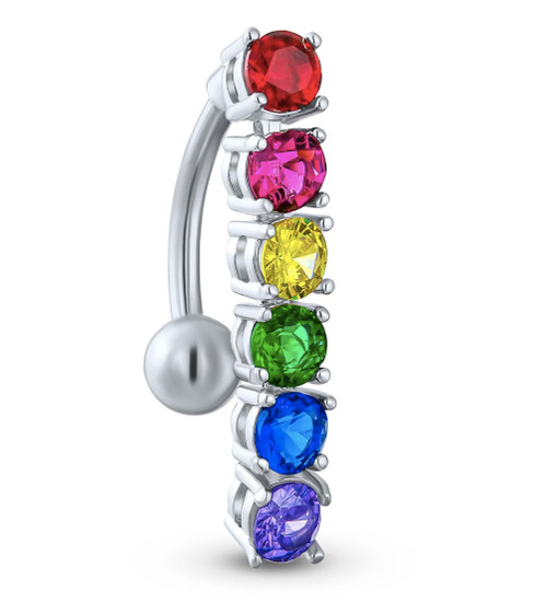 Click to get Rainbow Studded CZ  LGBT Gay  Lesbian Pride Navel  Belly Ring Body Jewelry