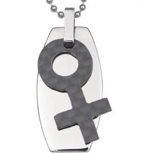 Click to get A Slanted Female Symbol on Dog Tag Lesbian Pendant  LGBT Lesbian Necklace