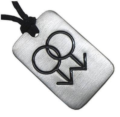Click to get Double Male Symbol Gay Pendant  Silver Color Pewter Gay Necklace