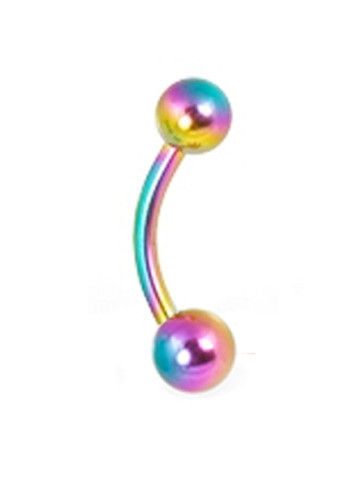 Click to get Rainbow Curved Eyebrow Ring 14GA 38  Pure Titanium  Gay  Lesbian Pride Barbell Eye Brow  Body Jewelry