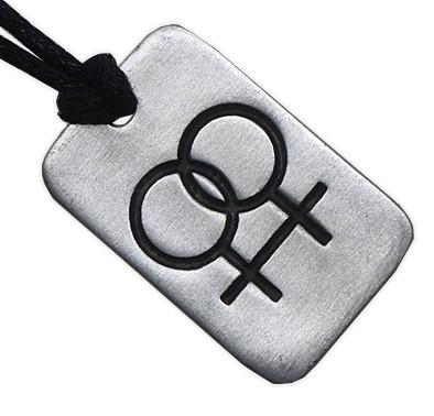 Click to get Double Female Symbol Dog Tag Lesbian Pendant  Silver Color Pewter LGBT Lesbian Necklace