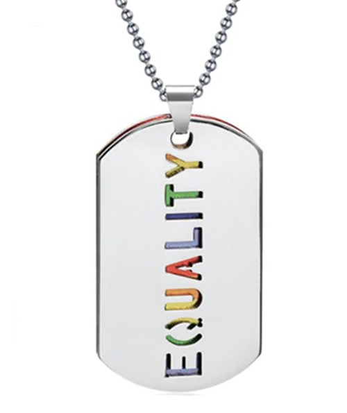 Click to get 2pc Equality Rainbow Dog Tag  LGBT Gay and Lesbian Pride Necklace