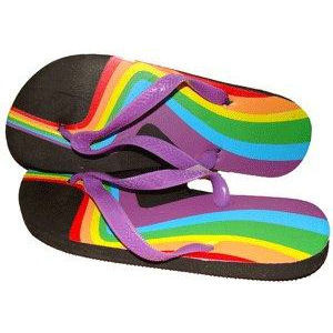Click to get Rainbow Swirl Bottom Heel Flip Flops  Sandals w Black Soles  LGBT Gay and Lesbian Pride Clothing and Apparel Footwear
