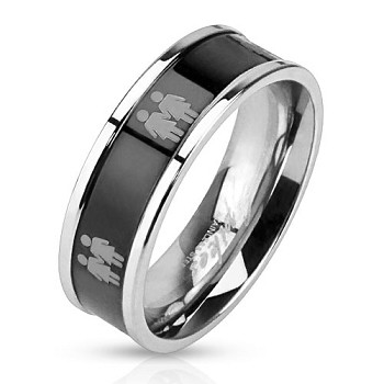 Click to get Double Lesbian Female Symbols on Steel Black IP Ring  Lesbian Pride Promise or Wedding Ring