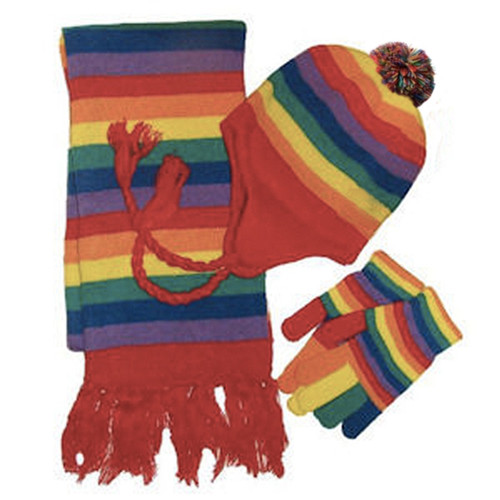 Gay Pride Winter Set (Rainbow, Hat Gloves & Scarf) - LGBT Gay and Lesbian  Pride Apparel and Clothing - Pride Shack