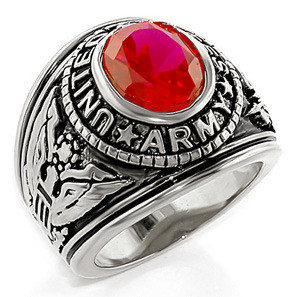 Click to get Army  US Armed Forces Military Ring Silver Color with Red Stone