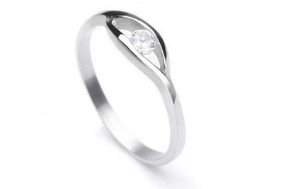 Click to get Stainless steel Promise ring w Single CZ Stone  3mm AA cubic zirconia