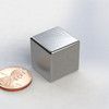 C750F ~ Neodymium Cube magnet | 3/4" Long | 3/4" Wide | 3/4" Thick | Ni-Cu-Ni Plated | Grade N40 | NdFeB | Magnetized through the thickness