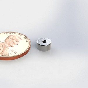 H118-240-063-DM-6.1mm Dia. x 3mm Thick Ring shaped magnet with 1.6 