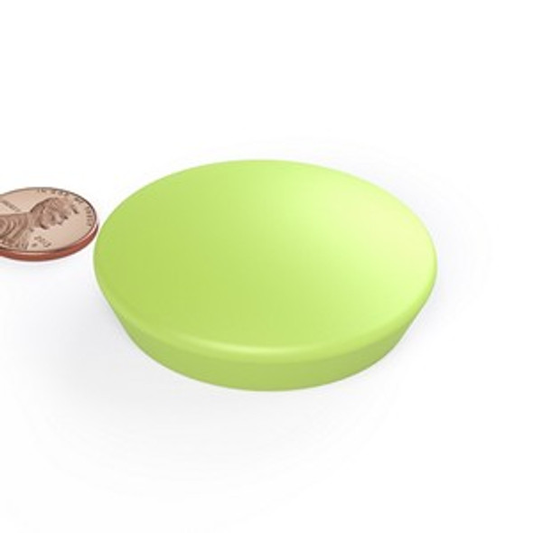 WB626P LIME jumbo neodymium magnet encased glassboard button magnet  large neodymium glassboard button magnet for architectural and office display systems  Amazing Magnets