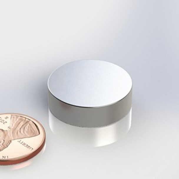 D250G-N42 ~ Neodymium Disc magnet | 7/8" Dia | 1/4" Thick | Ni-Cu-Ni Plated | Grade N42 | NdFeB | Magnetized through thickness