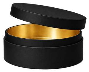 Round lift-top box with embedded thin magnets