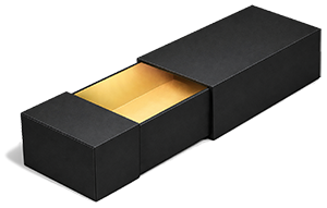 Extended matchbox style rigid box with sliding inner tray