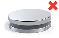 Magnet and steel target with matching diameters causing offset attachment