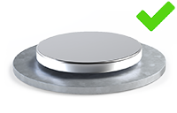 Magnet centered on larger steel target showing good alignment