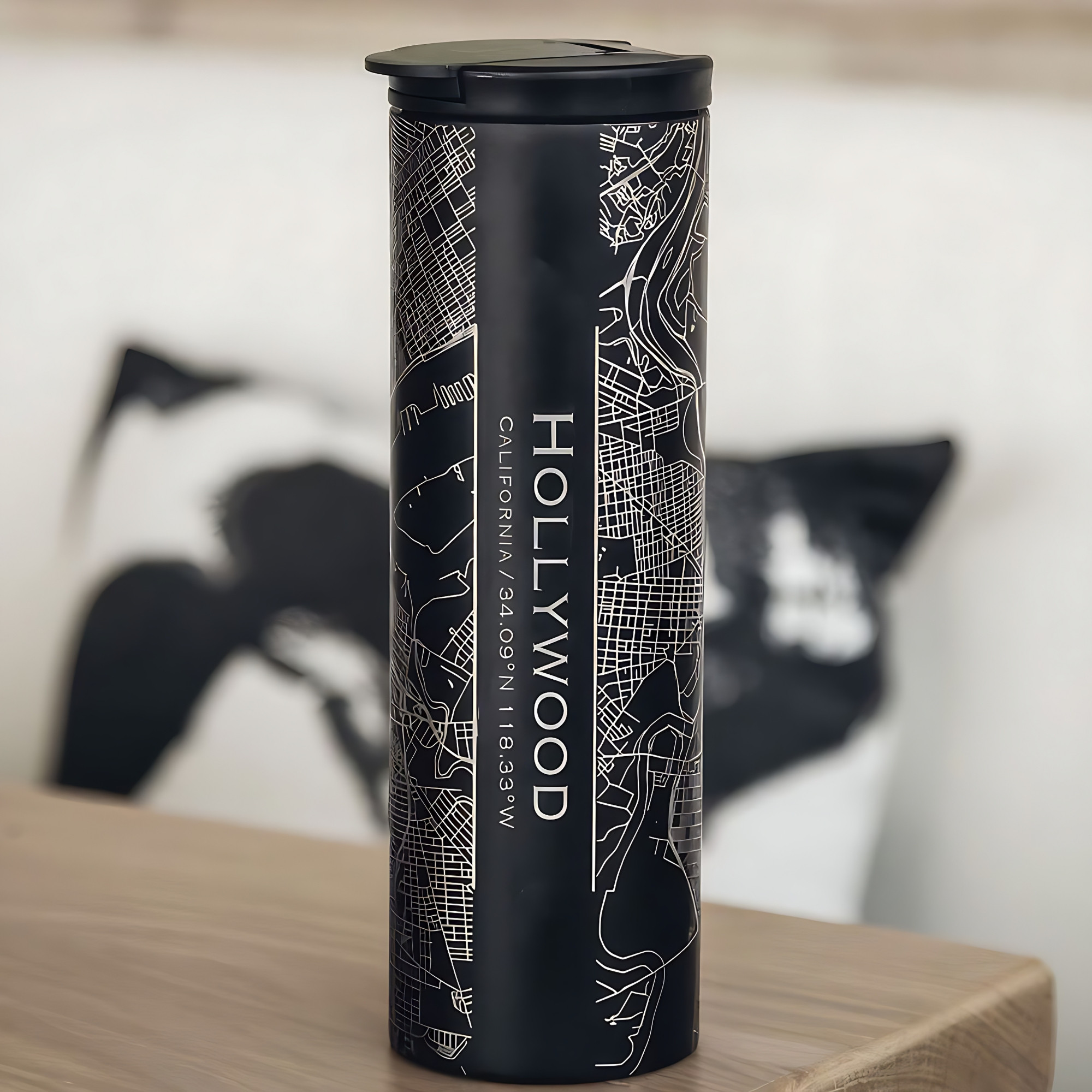 Hollywood California Map Engraved 17oz Insulated Tumbler