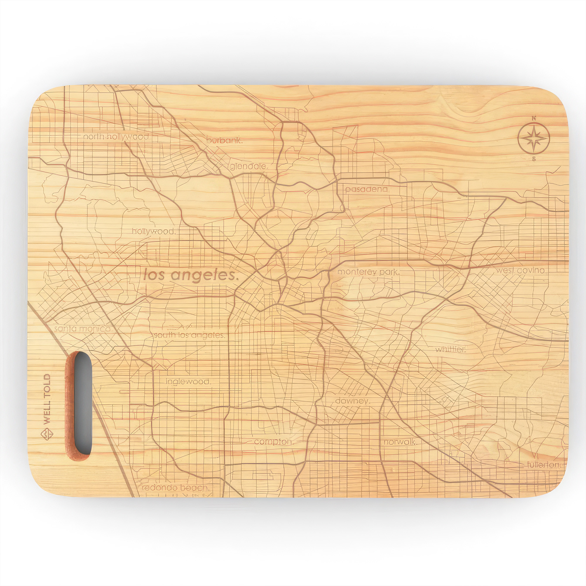 Los Angeles Map Engraved 6"X 8" Bar Board