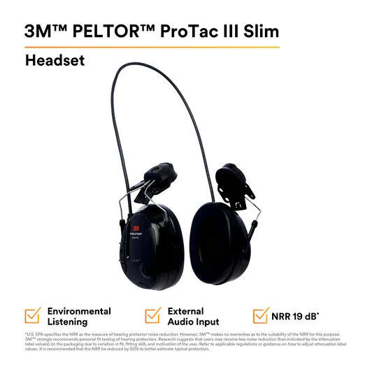 3M PELTOR ProTac III Slim Headset - Cap Mounted - Black