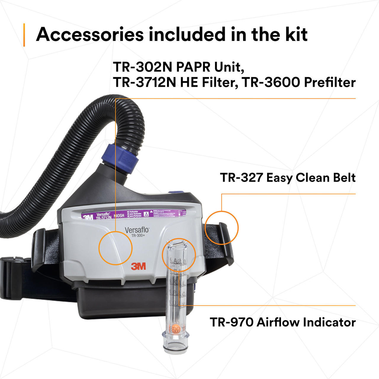 3M Versaflo PAPR Assembly TR-307N+ – Powered Air Purifying Respirator With High Capacity Battery, Easy Clean Belt, 6.5/7.2 CFM Flow Options