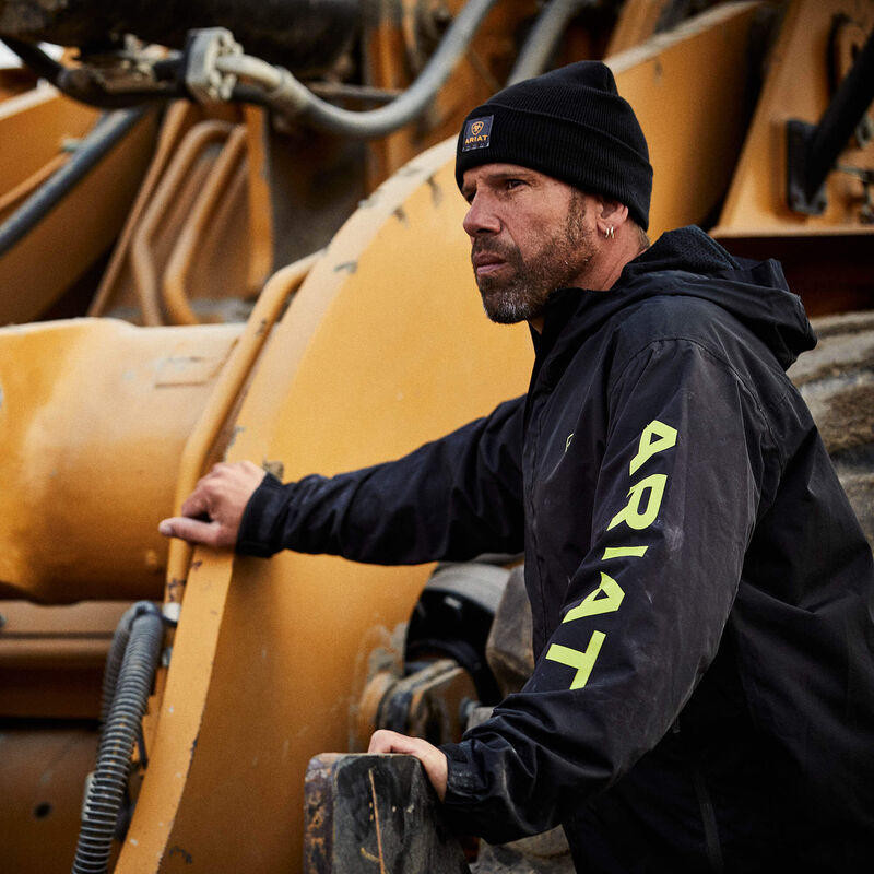 Ariat Rebar Stormshell Logo Waterproof Jacket Rainwear Black 10037607