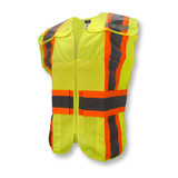 Radians Safety Vest SV24-2ZGM - 3Xl/5Xl - Class 2 Break- Away 2-Tone Lime Mesh Vest Zip - Side