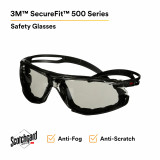 3M Personal Safety Division 3M SecureFit 500 Series SF507SGAF-BLK-FM - Black - Scotchgard Anti-Fog Coating - IO Gray AF-AS Lns - Fm Gskt