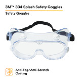 3M Personal Safety Division 3M™ 334 Splash Safety Goggles Anti-Fog 40661-00000-10 - Clear Anti Fog Lens