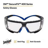 3M Personal Safety Division 3M - SF401SGAF-BLU-F - Securefit 400 - Safety Glasses - Clear Lens - Blue - Gray Frame - Foam - AF/HC - Scotchgard