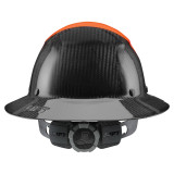 LIFT Safety HDF50C-19OC DAX Hard Hat - Full Brim - Orange/Black - Carbon Fiber - 6-Point Suspension - Type 1 Class C