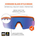 Ergodyne Corporation Ergodyne Skullerz AEGIR Anti-Scratch & Enhanced Anti-Fog Safety Glasses, Sunglasses - Orange Frame - Blue Mirrored Lenses - Front