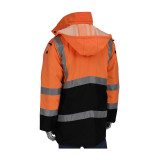 Protective Industrial Products PIP® 343-1750 ANSI Type R Class 3 Black Bottom Coat with Built-in Quilted Insulation 