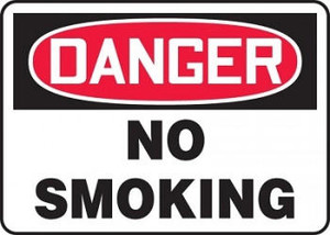 Accuform Signs Accuform Sign MSMK133VP - Danger - No Smoking - Plastic - 10 x 14