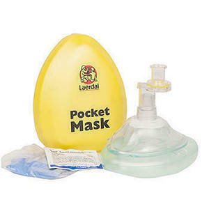Hart Health Laerdal Pocket Mask 820011 - One Way Valve - Includes Carying Case - Gloves - Wipes
