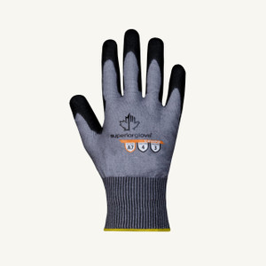 Superior Glove Works Ltd Superior Glove Cut Resist Glove - S18TAXPUE - Tenactiv - A7 Pun4 Abr3 - Black PU Palm - 18ga Gray Engineered Yarn Shell