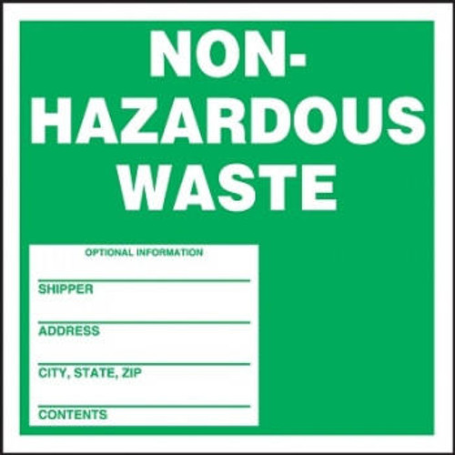 Accuform Signs Accuform Safety Label MHZW11PSL - Non-Hazardous Waste - Green - 6 x 6