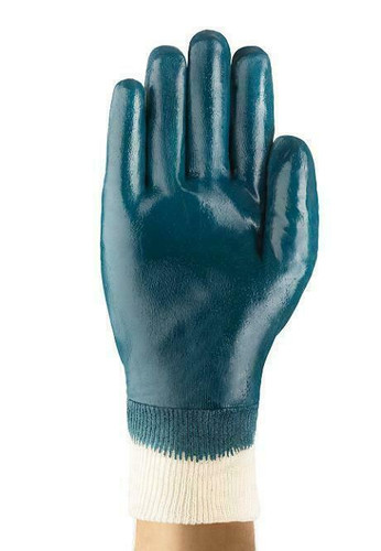 Ansell Reusable Glove 47-402 - Hylite - Blue/Off White - Fully Coated - Sz 7 - Knit Wrist