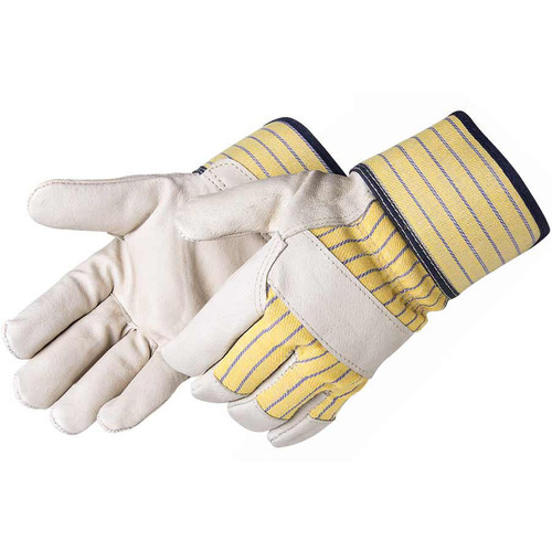 Liberty Glove & Safety Liberty Safety 235 Leather Palm Glove - Cotton Palm Lining - Yellow Gunn Pattern - Quality Grain Pigskin - Large